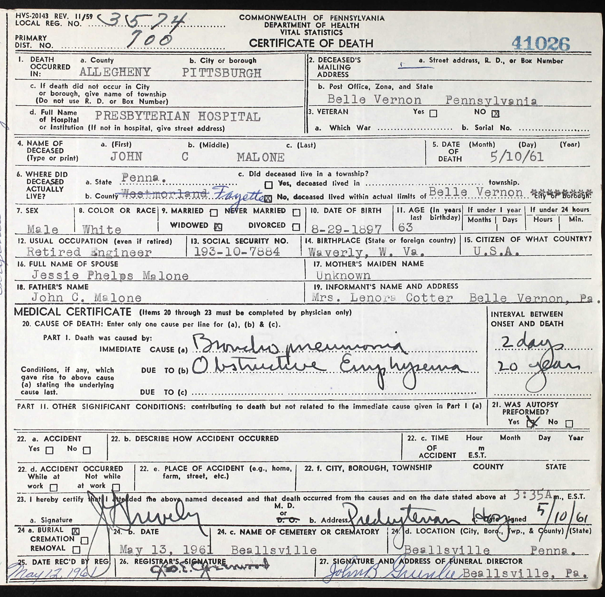death certificate